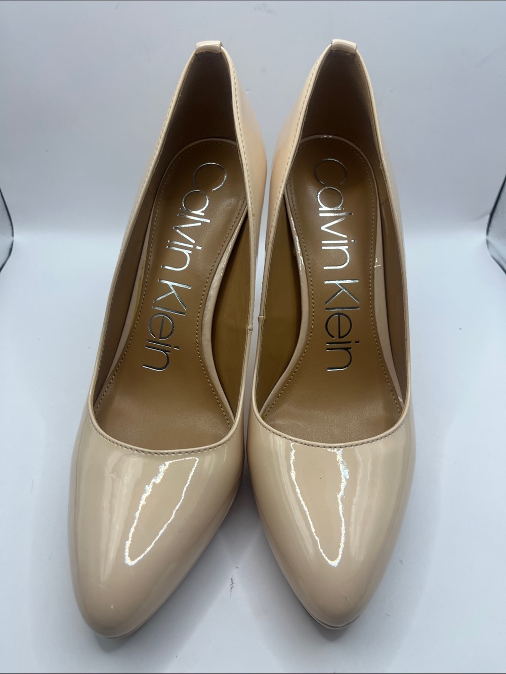 Calvin Klein Patent Nude Pointed-Toe Pumps